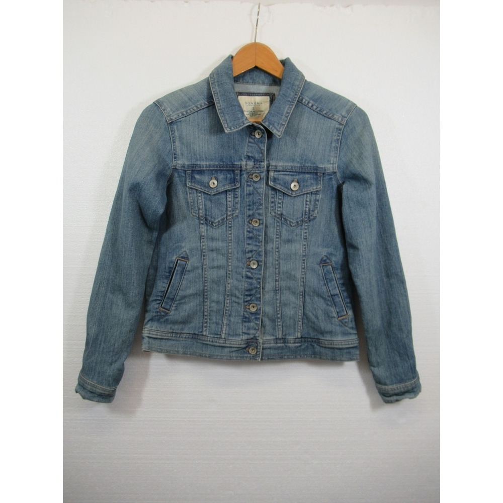 Sonoma Y2K Fitted Denim Jacket Women Small Blue